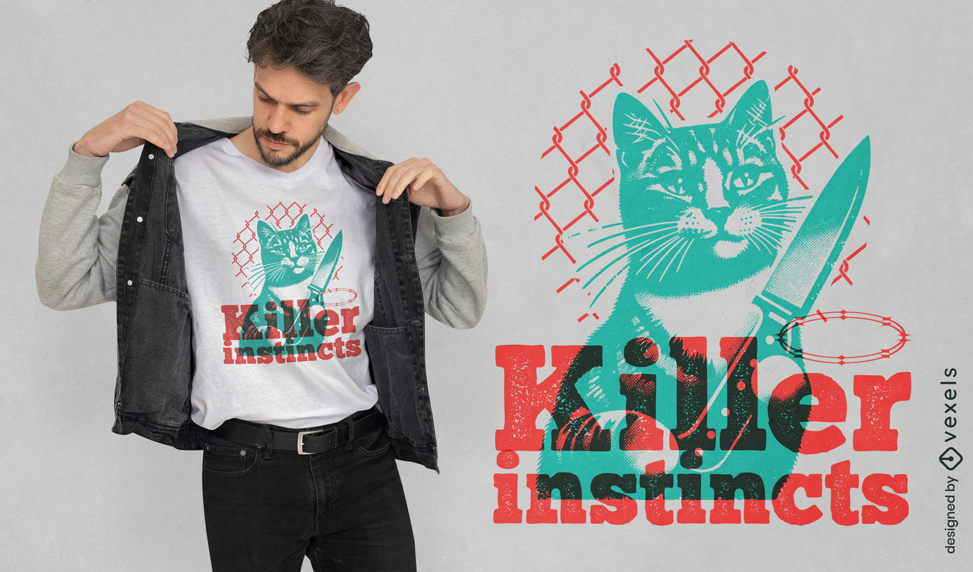 Knife cat duotone t-shirt design