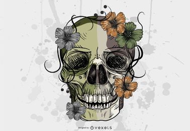 Ilustración de cráneo de estilo sucio