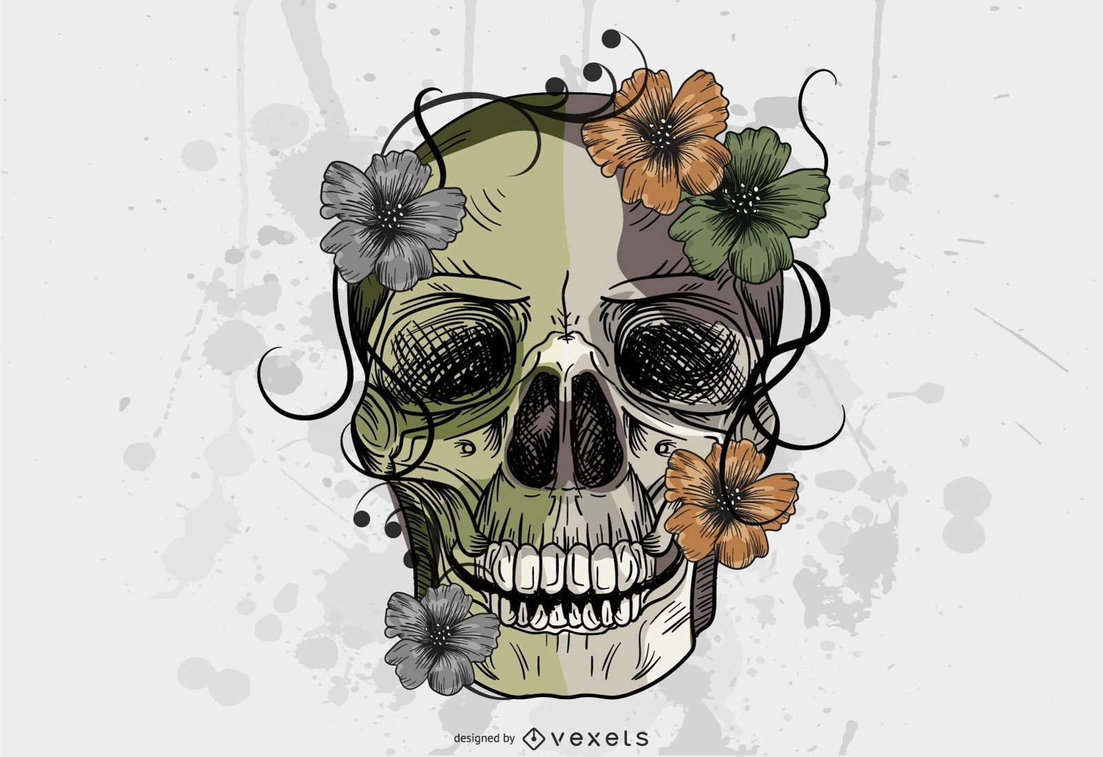 Grungy style skull illustration