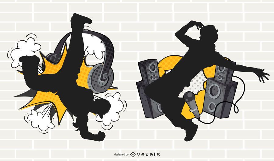 Conjunto de vectores de silueta de HipHop Conjunto de vectores de silueta de HipHop
