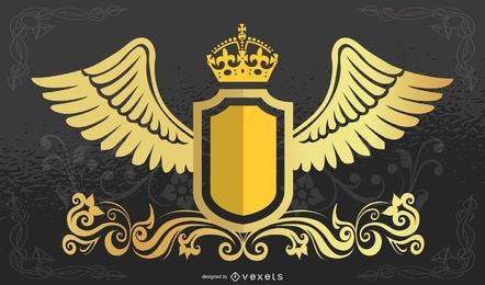 Crown Shield with Wings 