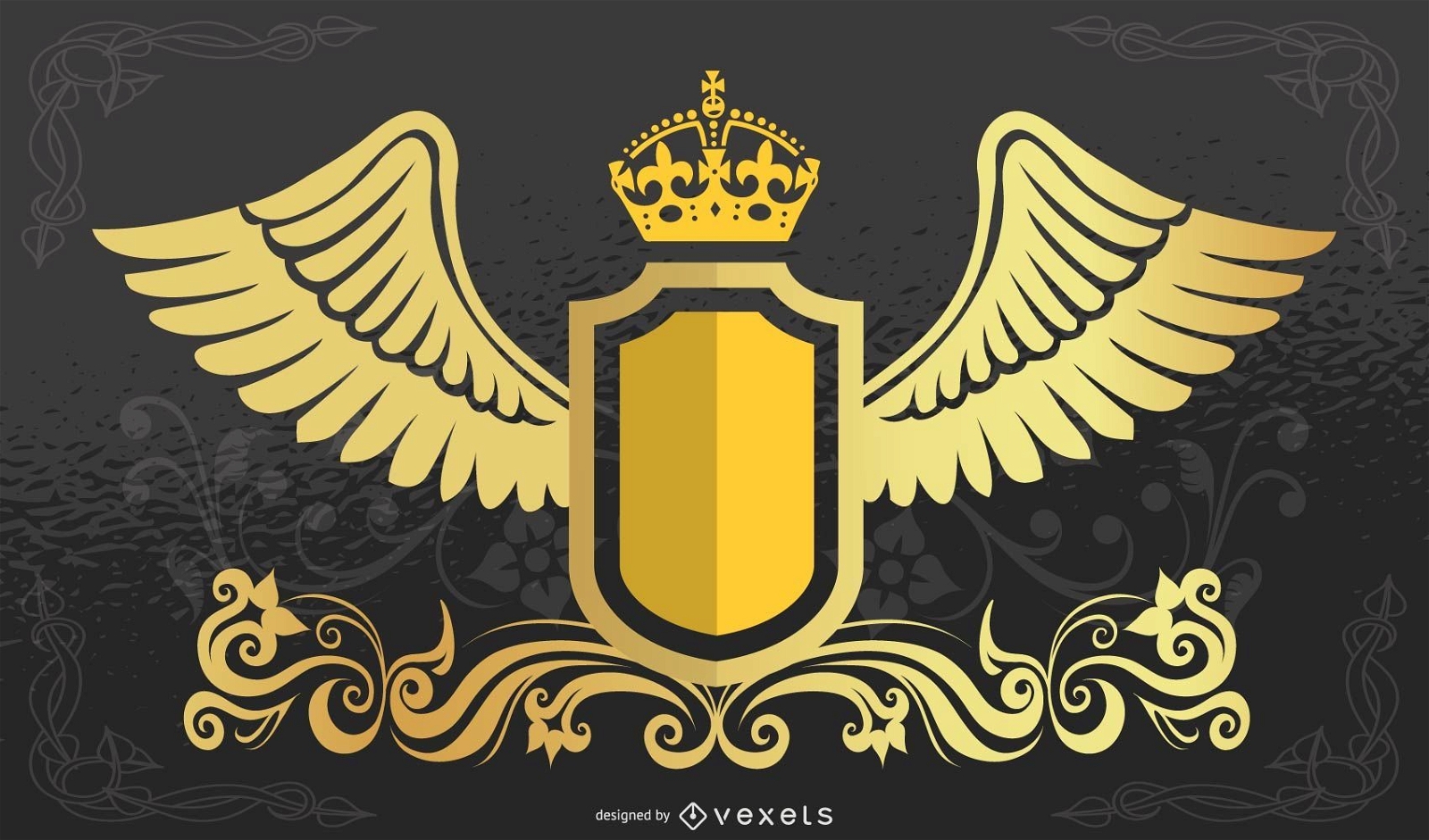 Escudo de corona con alas