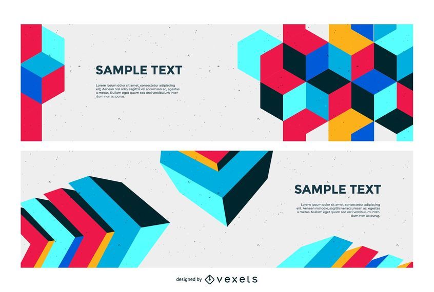 Abstract Colorful Cubic Banners Abstract Colorful Cubic Banners