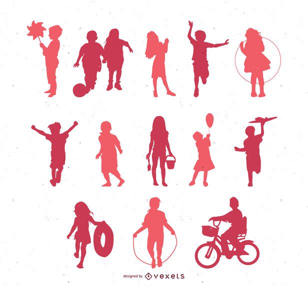 Vector Children Silhouettes Vector Children Silhouettes