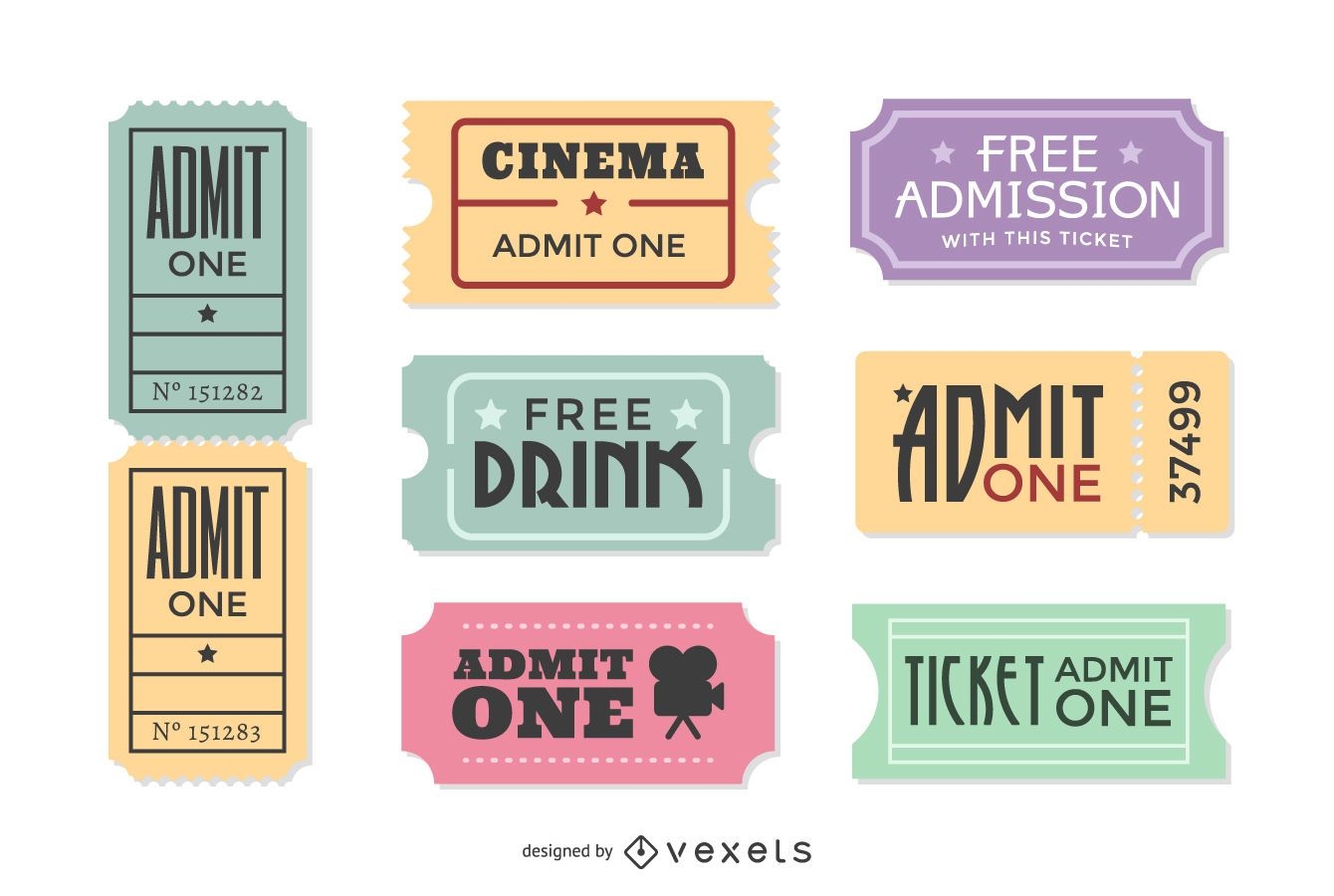 Vintage Movie Ticket Vektor Set