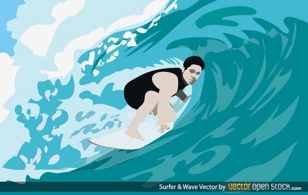 Surfer und Wave