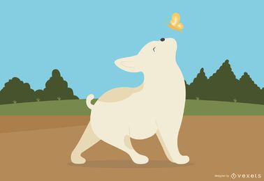 Cão e inseto Vector grátis
