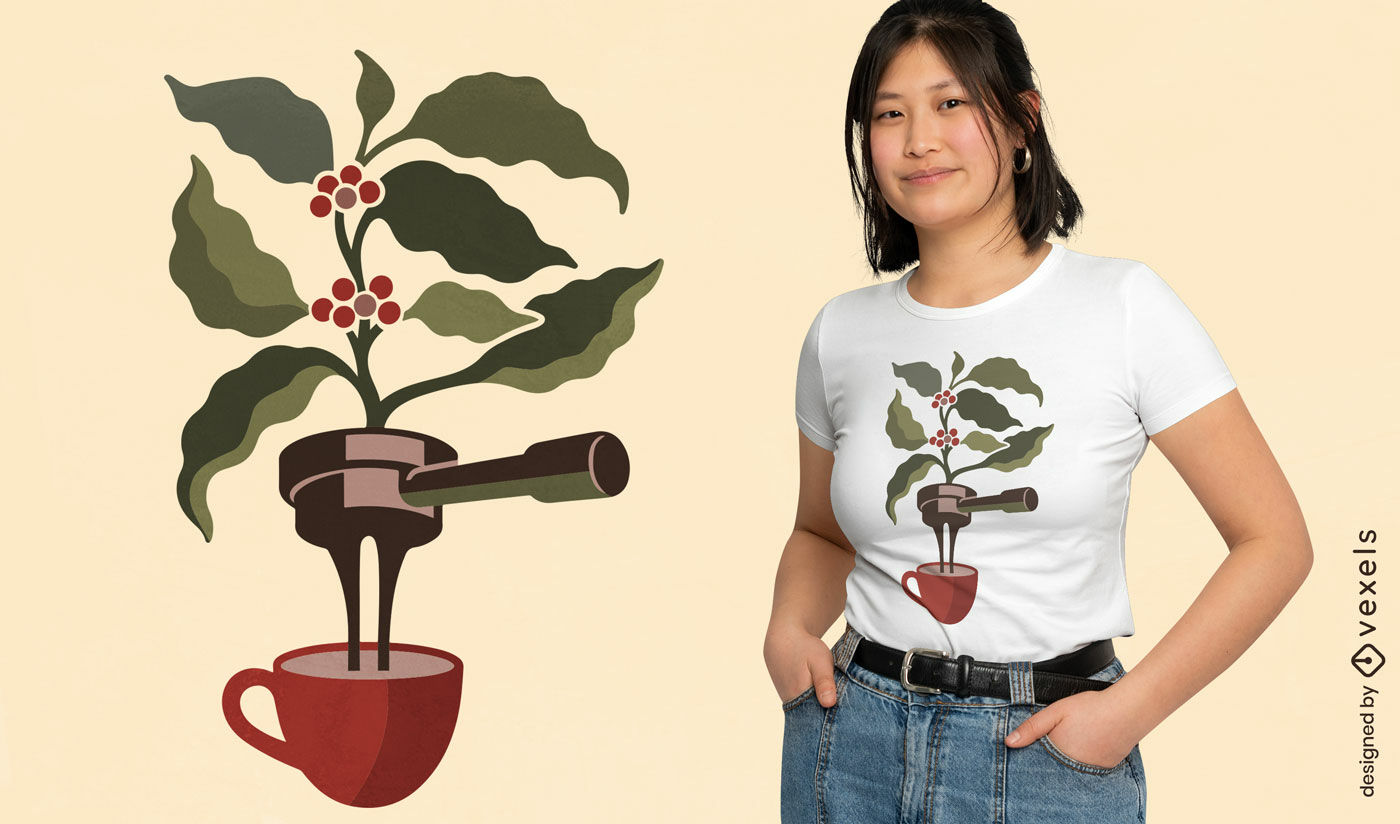 Diseño de camiseta de planta de café espresso