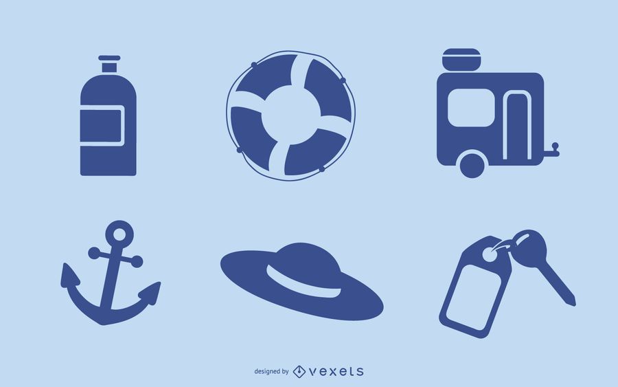 Blue Vector Summer Vista Icons Blue Vector Summer Vista Icons