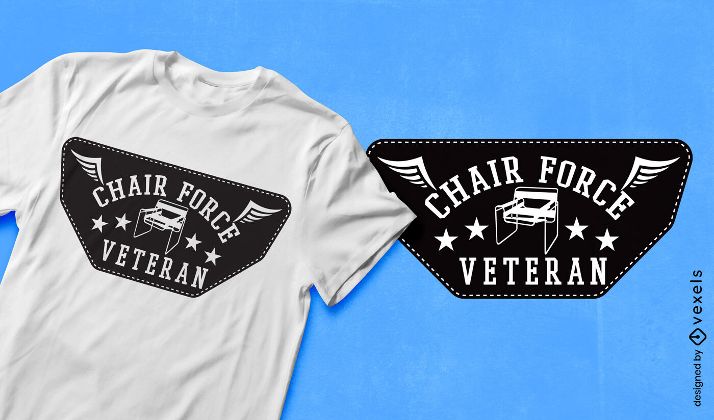 Design de camiseta com emblema de veterano da Chair Force