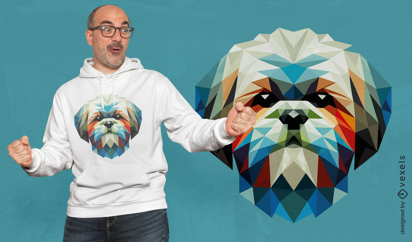 Design geométrico para camiseta de cachorro Shih Tzu