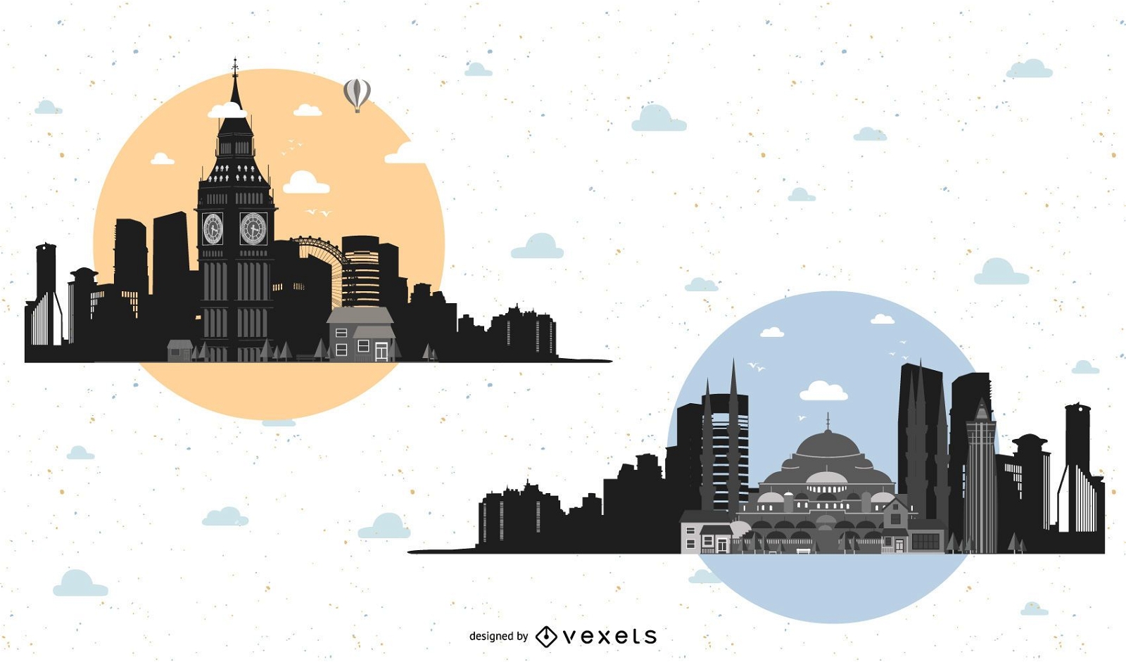 Cityscapes illustration set