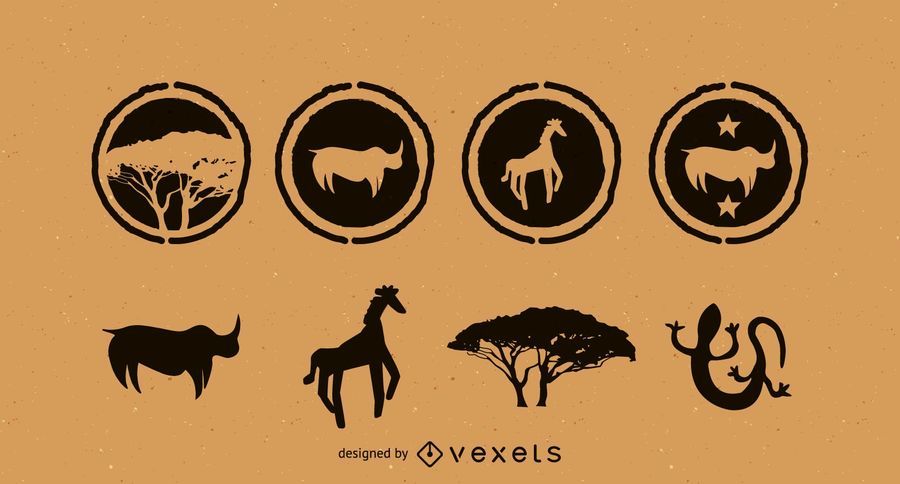 Africa Silhouette Vector Pack Africa Silhouette Vector Pack