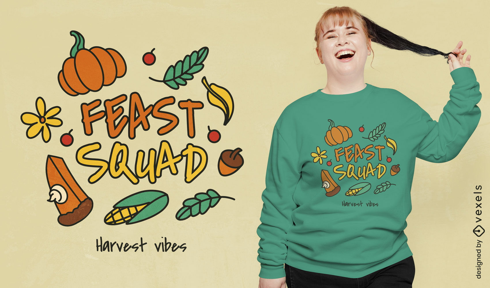 T-Shirt-Design mit Erntesymbolen der Festmannschaft