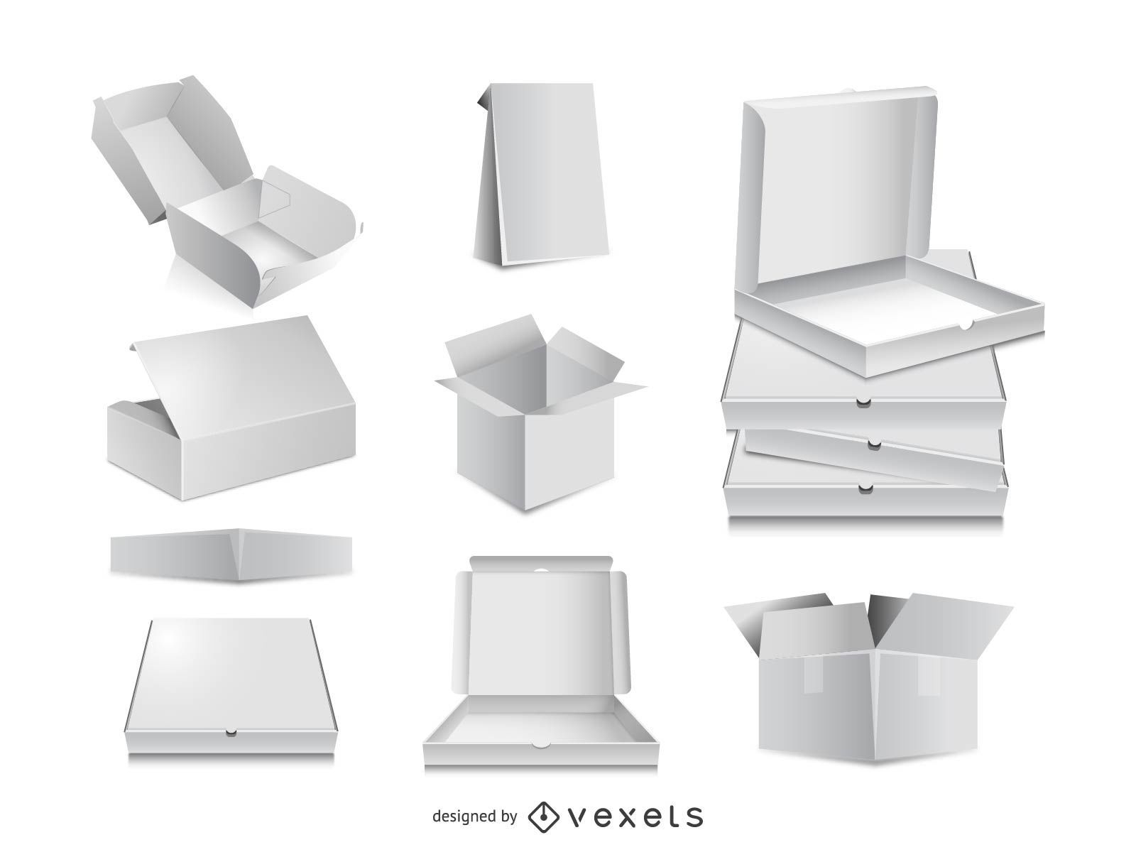 Maquetas de vectores de caja de embalaje 3D