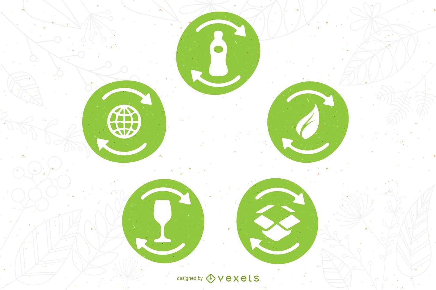 Conjunto de símbolos de reciclagem de vetores
