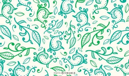 Green Leaves And Swirls Background Design 