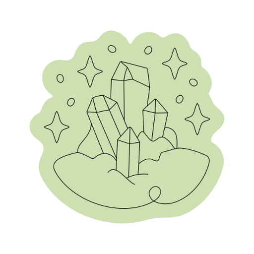 Ilustración de formación de cristales geométricos con diseño de pegatina de estrellas Diseño PNG