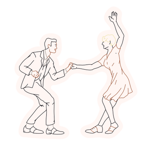 Stylish dancing couple outline illustration PNG Design
