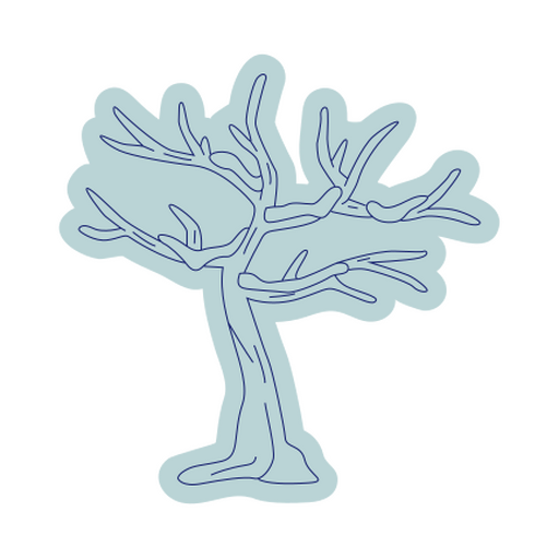 Diseño minimalista de contorno de árbol azul Diseño PNG