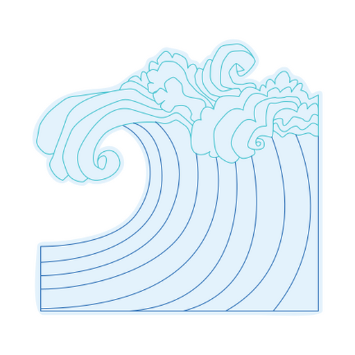Diseño de arte lineal de olas oceánicas dinámicas Diseño PNG