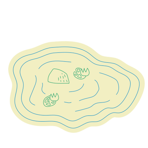 Ilustração minimalista de lago com nenúfares Desenho PNG