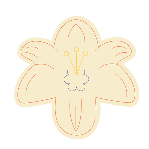 Diseño de contorno floral estilizado con colores suaves. Diseño PNG