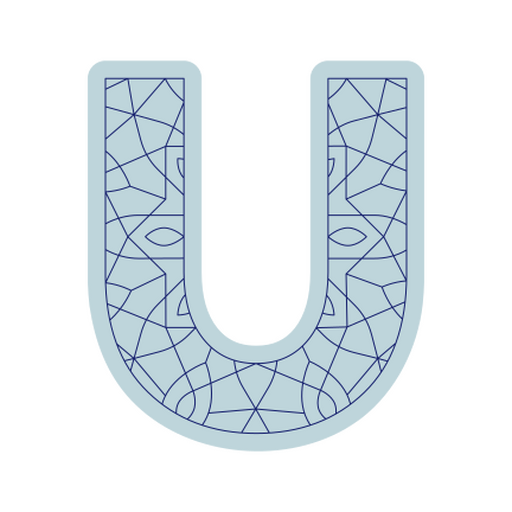 Design elegante da letra U com padrões complexos Desenho PNG