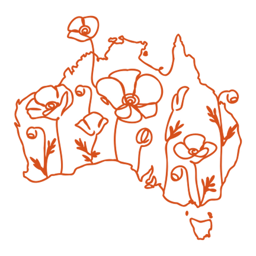 Blumenumriss des australischen Designs PNG-Design