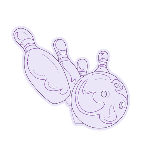 Design gráfico ilustrativo de bola e pino de boliche Desenho PNG