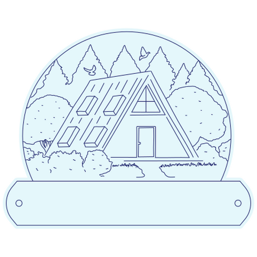 Charmante Hüttenillustration mit Naturkulisse PNG-Design