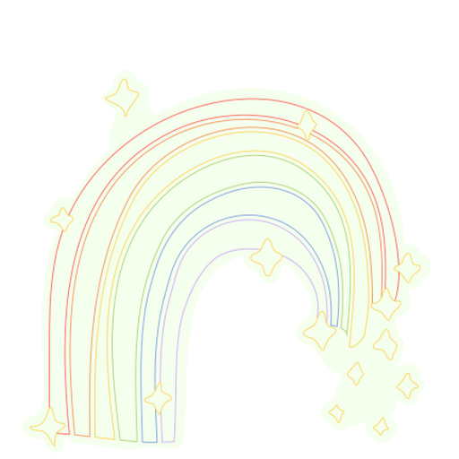 Verspieltes Pastell-Regenbogen-Design mit funkelnden Akzenten PNG-Design