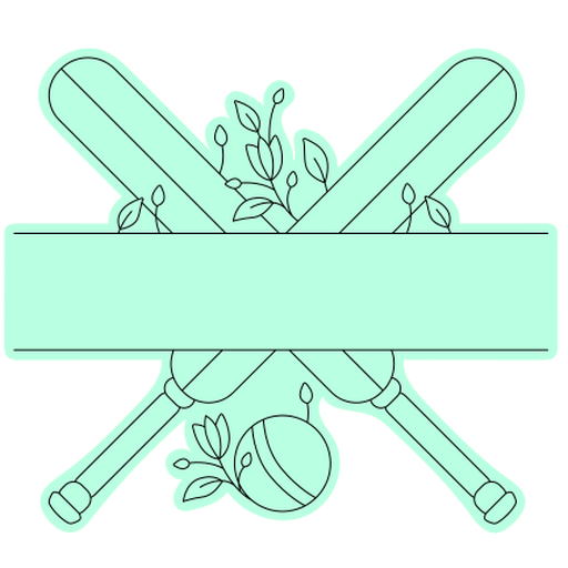 Playful baseball-themed design with bats and leaves PNG Design
