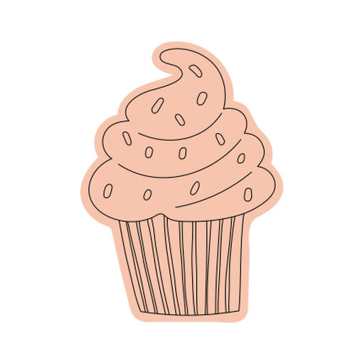 Cute dessert illustration featuring a cupcake design PNG Design