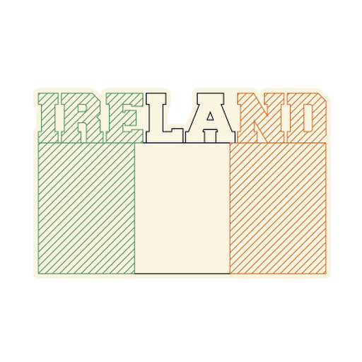 Stylish ireland design with striped flag and bold lettering PNG Design
