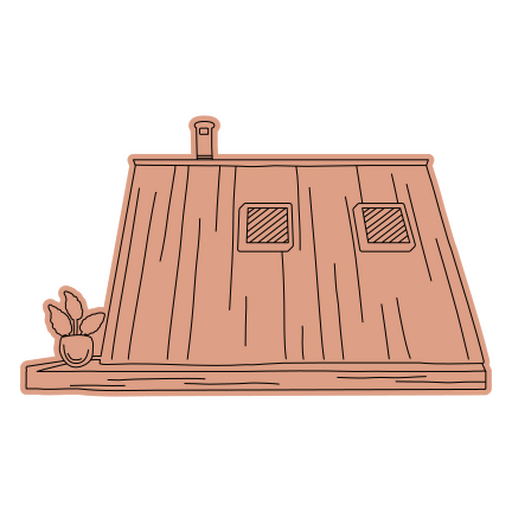 Ilustración única de casa con plantas. Diseño PNG