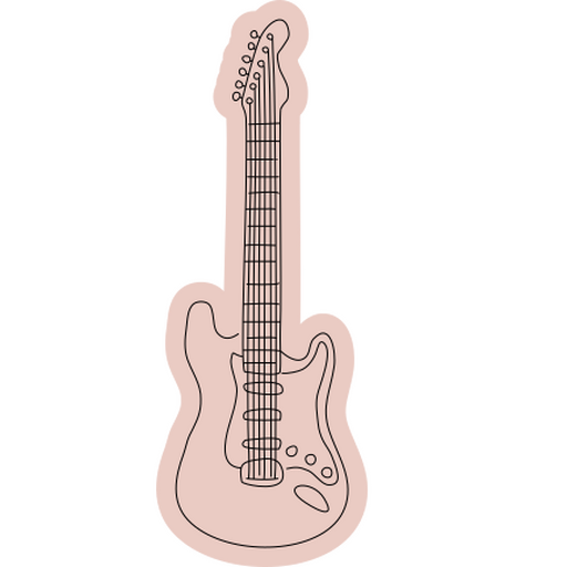 Design de silhueta de guitarra com arte de linha elegante Desenho PNG