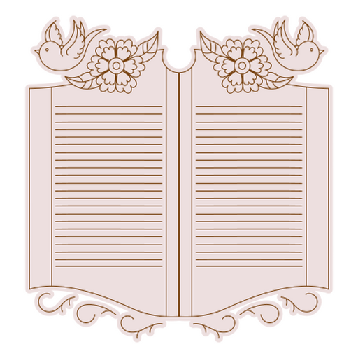 Vintage-Scrapbook-Design mit Blumen und Vögeln PNG-Design