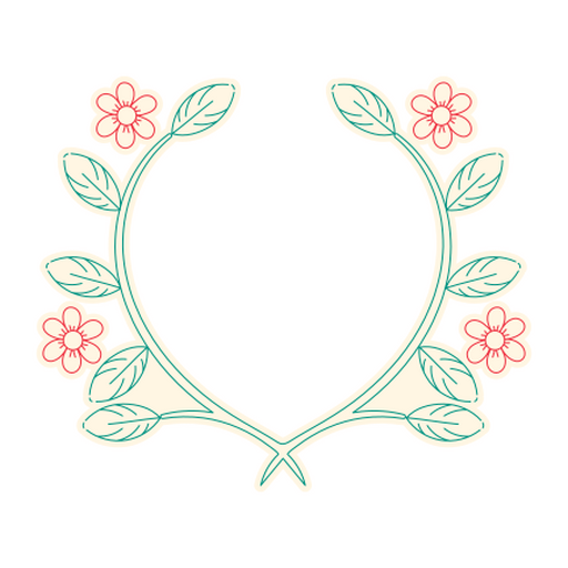 Diseño de corona de corazón floral Diseño PNG