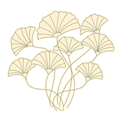 Stilisiertes botanisches Ginkgo-Musterdesign PNG-Design