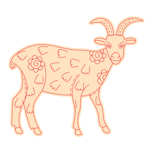 Encantadora ilustración de cabra con diseños florales. Diseño PNG