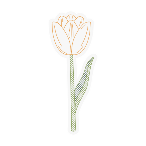 Elegante diseño de pegatina de tulipán. Diseño PNG