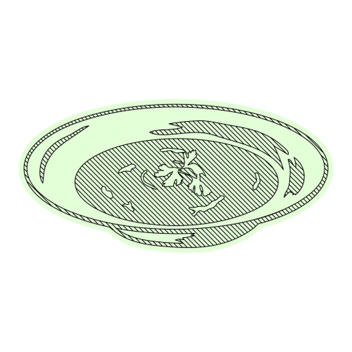 Elegante diseño de plato ilustrado con hierbas. Diseño PNG