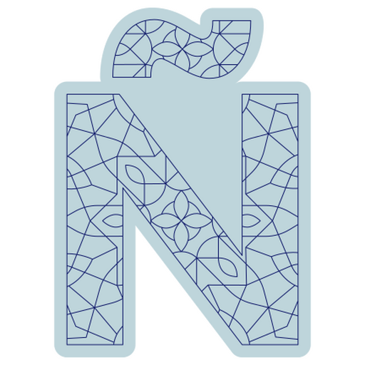 Intricate letter n design with geometric patterns PNG Design
