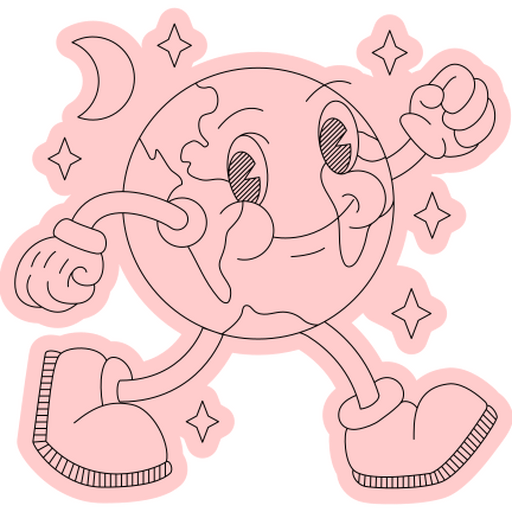 Playful cartoon earth character design PNG Design