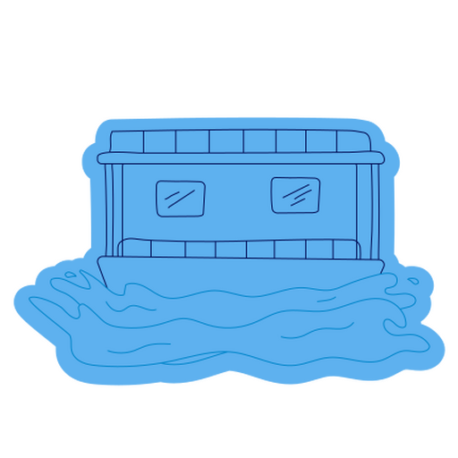 Illustrative boat design with waves for children?s apparel PNG Design