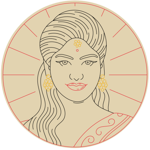 Elegant feminine portrait design with intricate details PNG Design