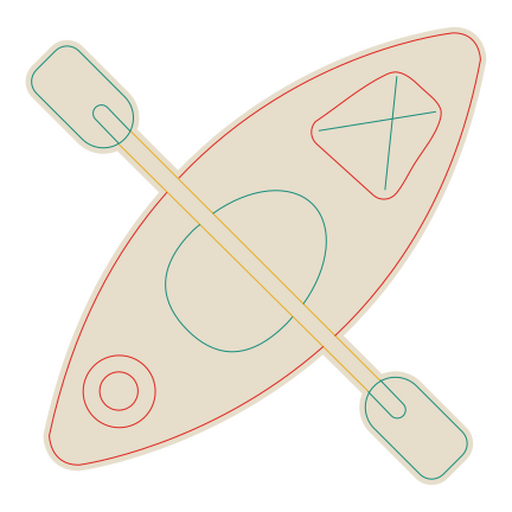 Ilustração estilizada de caiaque com remos Desenho PNG