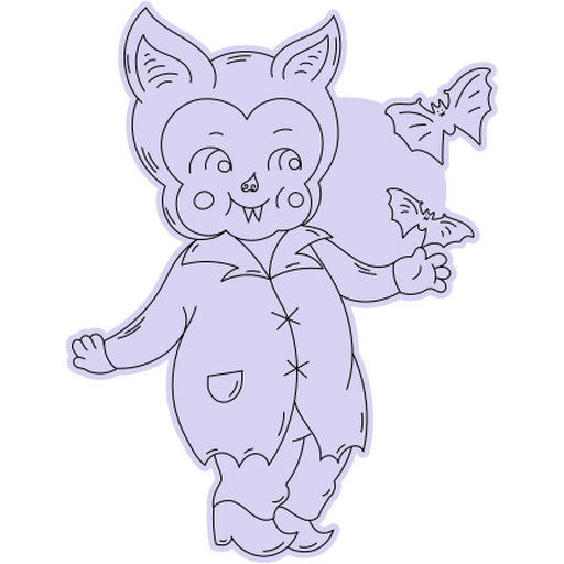 Playful bat character design with whimsical features PNG Design