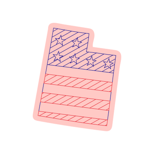 Diseño estilizado del estado de Utah con estrellas y rayas. Diseño PNG